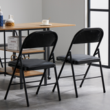 Set of 4 Foldable Steel & PVC Chairs with Padded Seat and Backrest – 150kg Capacity, Black