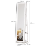 360° Swivel Lockable Jewellery Cabinet with Full Length Mirror & Back Shelves – Bedroom Storage