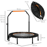 HOMCOM 40" Foldable Mini Fitness Trampoline with Adjustable Foam Handle – Indoor & Outdoor Rebounder