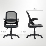 Breathable Mesh Office Chair with Flip-Up Arms & Curved Foam Back – Home Office Desk Chair, Black