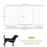 Pawhut Adjustable Metal Pet Safety Gate with 3 Extensions & Auto-Close Door – Double Lock, White