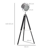 Industrial Adjustable Tripod Searchlight Floor Lamp, 110–155cm with Tilting Head – Reading Corner Lighting