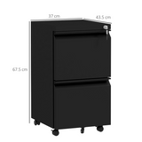 Vinsetto 2 Drawer Lockable Steel File Cabinet with Hanging Bar – Home Office Filing Storage, Black