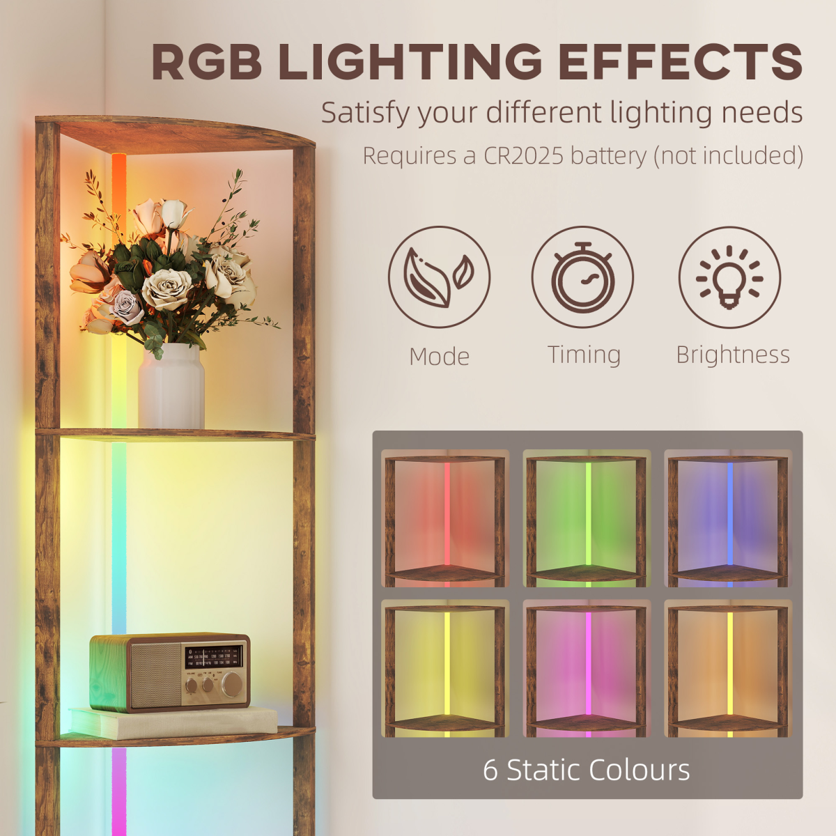 5-Tier Shelf RGB Floor Lamp with Remote