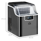 HOMCOM Countertop Ice Maker with Adjustable Cube Size, 20kg per Day – Compact Kitchen Appliance, Black