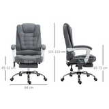 Vinsetto Heated Massage Office Chair with 6 Vibration Points – High Back Reclining Desk Chair, Grey