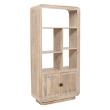 Indian Hub Hudson Carved Mango Wood Bookcase with Shelves – Hand-Crafted Display Storage for Living Rooms
