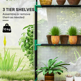 Outsunny Walk-in Greenhouse with 4 Shelves, UV-Resistant Cover & Roll-Up Zipped Door – Small Garden Greenhouse, White