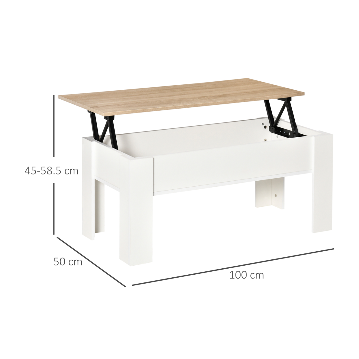 HOMCOM Lift-Top Coffee Table with Hidden Storage Compartment – Laptop and Sofa Dining Table