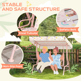 AIYAPLAY Kids Rainbow Canopy Swing Seat with Adjustable Sun Canopy & Safety Belts – Outdoor Garden Swing, Pink