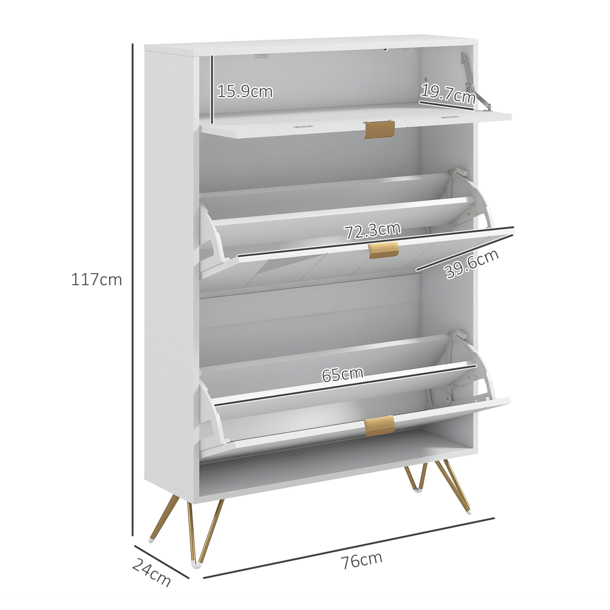HOMCOM Slim Flip Drawer Shoe Cabinet with Top Drawer, 12 Pairs – Space-Saving Hallway Storage, White