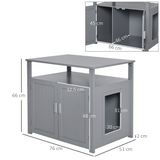 Pawhut Wooden Cat Litter Box Enclosure with Shelves and Magnetic Door – Cat House Furniture, Grey