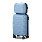 2-Piece Luggage Set with 20" Trolley Case and 14" Hand Case, V-Stripe PP Shell, Sky Blue