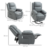 HOMCOM Electric Power Lift Recliner Chair with Vibration Massage & Side Pocket – Grey