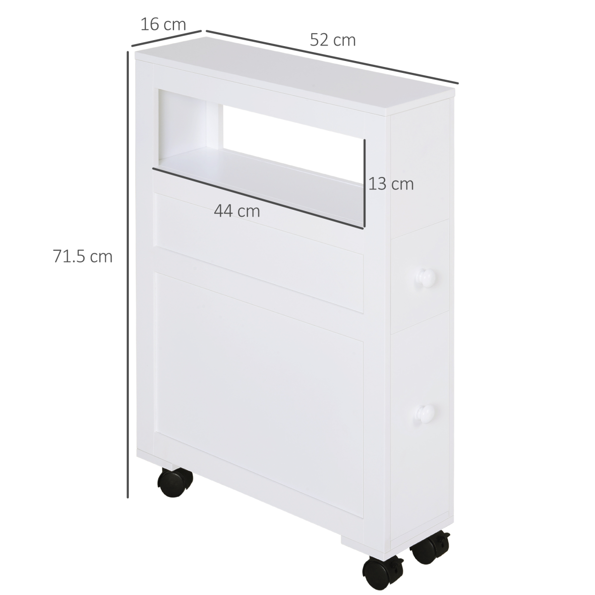 HOMCOM Slim Rolling Bathroom Storage Unit with 2 Drawers – 16cm Wide Space-Saving Trolley