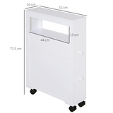 HOMCOM Slim Rolling Bathroom Storage Unit with 2 Drawers – 16cm Wide Space-Saving Trolley
