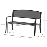 Outsunny 2-Seater Steel Garden Bench with Cast Iron Backrest & Anti-Skid Foot Pads – Antique Style, Black