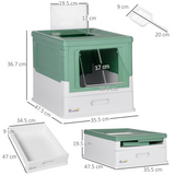 PawHut Hooded Cat Litter Box with Scoop & Removable Tray – Portable Enclosed Pet Toilet, Green