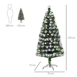 HOMCOM 5ft White Light Christmas Tree with 180 Lights, Star Topper and Tri-Base – Pre-Lit Home Decoration