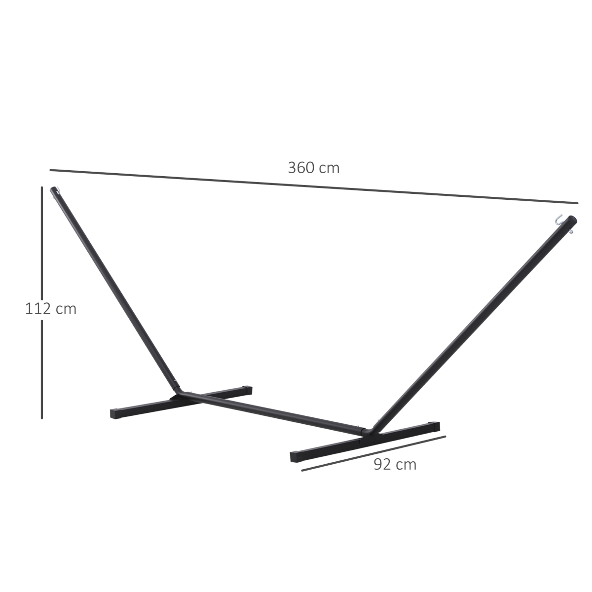 Outsunny 3.6m Metal Hammock Stand Frame Replacement, 120kg Capacity – Heavy-Duty Garden, Patio & Balcony Hammock Frame