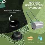 Outsunny 38L Garden Push Roller with U-Shaped Handle, Sand or Water Filled – Steel Lawn Roller, Dark Green