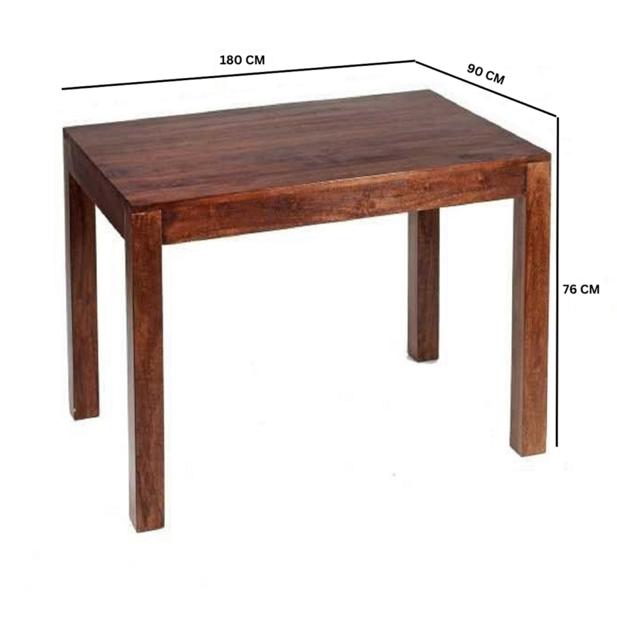 Toko Dark Mango Wood Large Dining Table, 6ft (180cm) – Solid Wood Family Dining Table