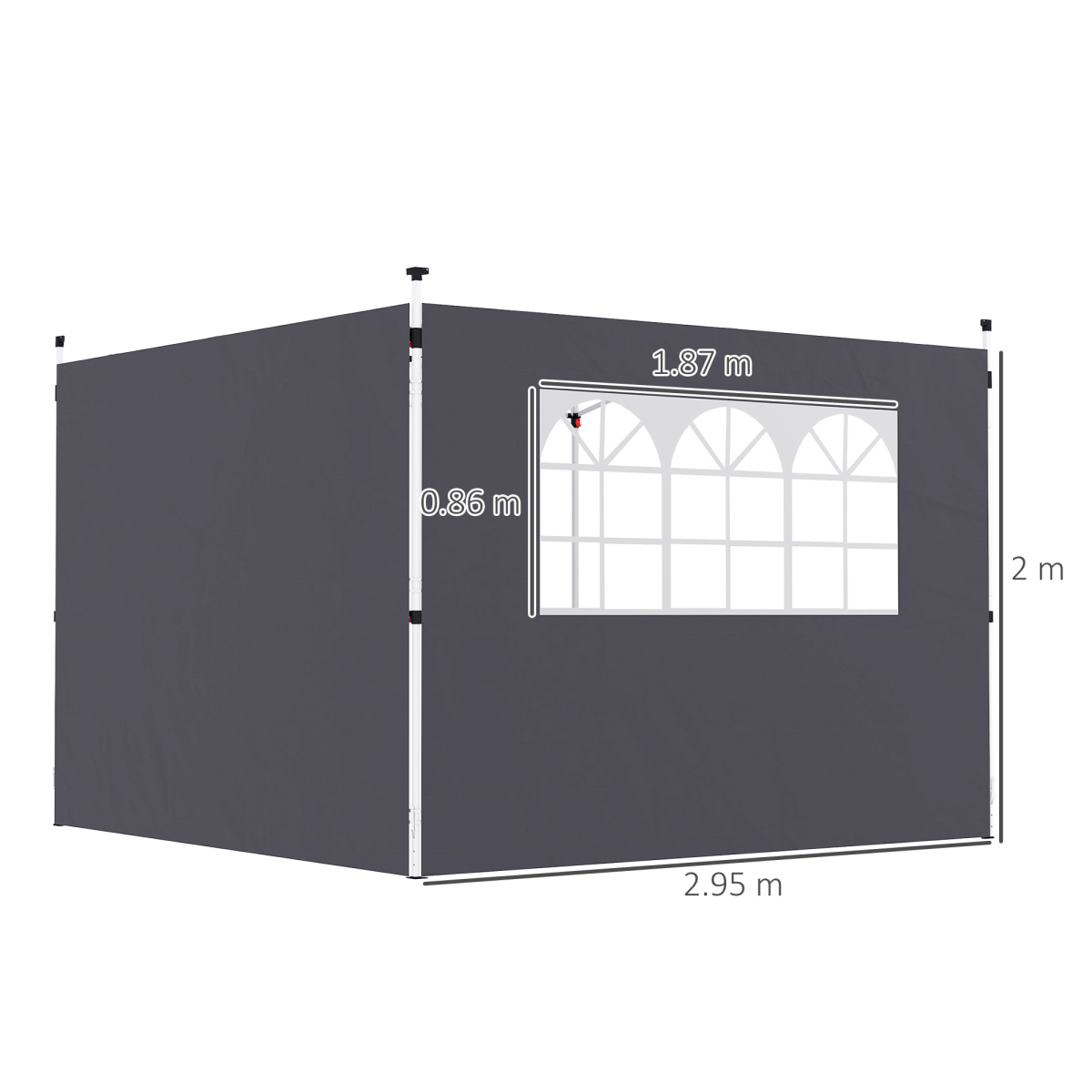 Outsunny Gazebo Replacement Side Wall Panels with Windows, 2-Piece Set, 3m x 2m – PE-Coated Oxford, Grey