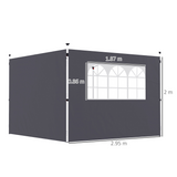 Outsunny Gazebo Replacement Side Wall Panels with Windows, 2-Piece Set, 3m x 2m – PE-Coated Oxford, Grey