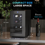 HOMCOM 8 Bottle 21L Freestanding Wine Cooler Fridge with 3 Adjustable Racks – Compact Drinks Cooler