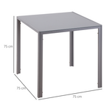 HOMCOM Modern Square Dining Table with Tempered Glass Top and Powder-Coated Metal Legs – Compact Kitchen Table