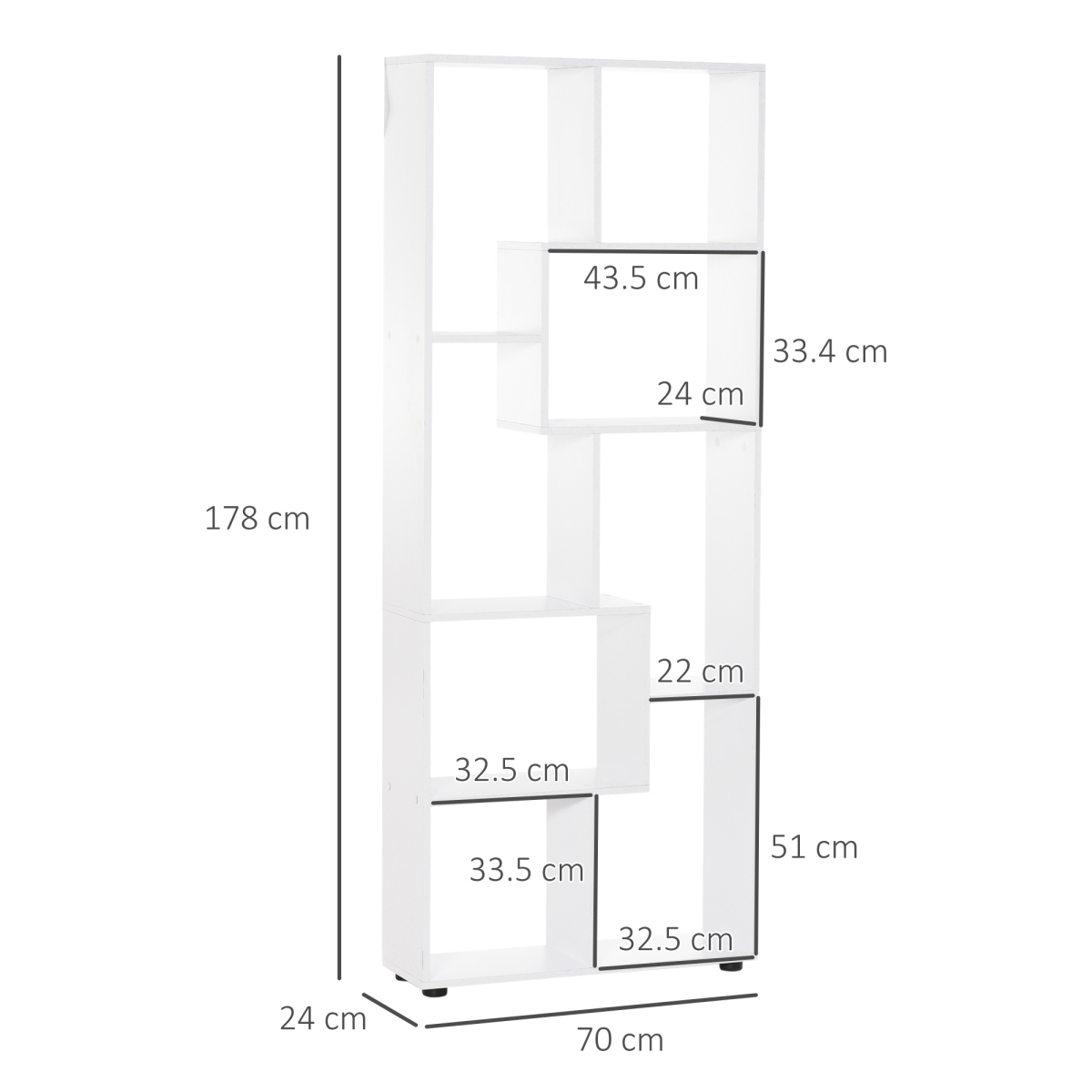 Multipurpose 8-Grid Decorative Bookshelf – Open Storage for Living Room, Bathroom & Kitchen, White