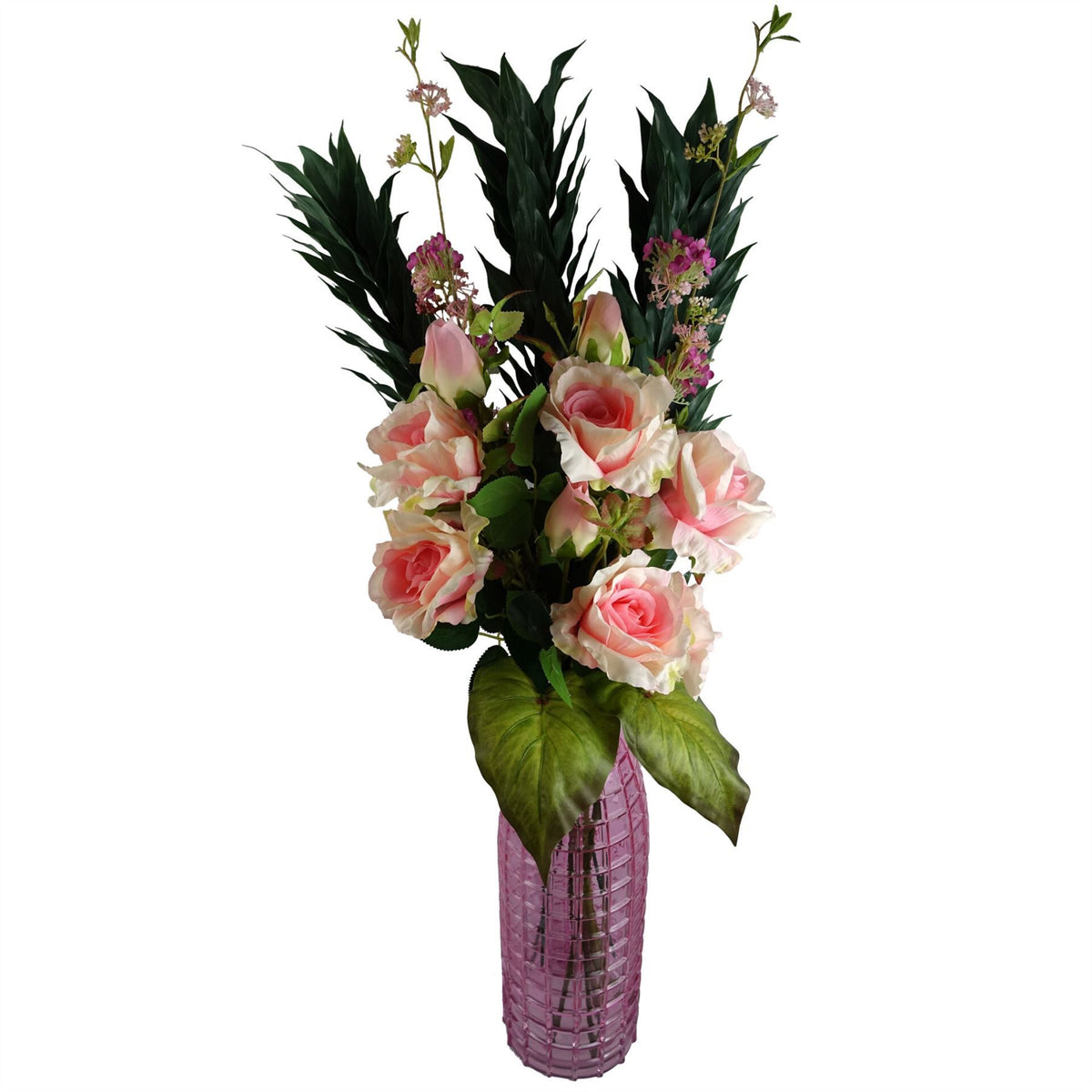 80cm Artificial Pink Rose Stem – 3 flowers