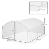 Outsunny 4 x 3 x 2m Polytunnel Greenhouse with Hinged Door & UV PE Cover – Galvanised Steel Frame, White
