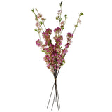 Leaf 100cm Artificial Blossom Spray Stem with Silk and Plastic Flowers – Wired Stem, Pink