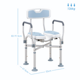HOMCOM Padded Bath Chair with Slotted Seat and Adjustable Height – Aluminium Shower Seat with Handles