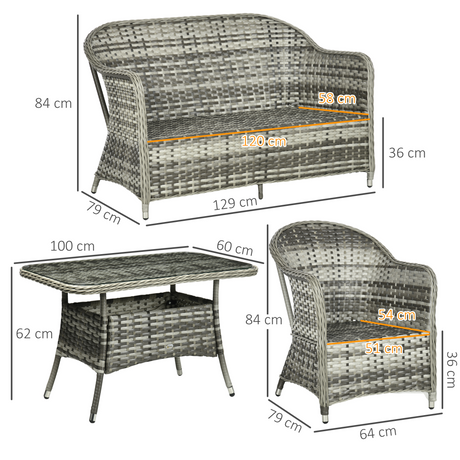 Outsunny Rattan Conversation Set cushion detail