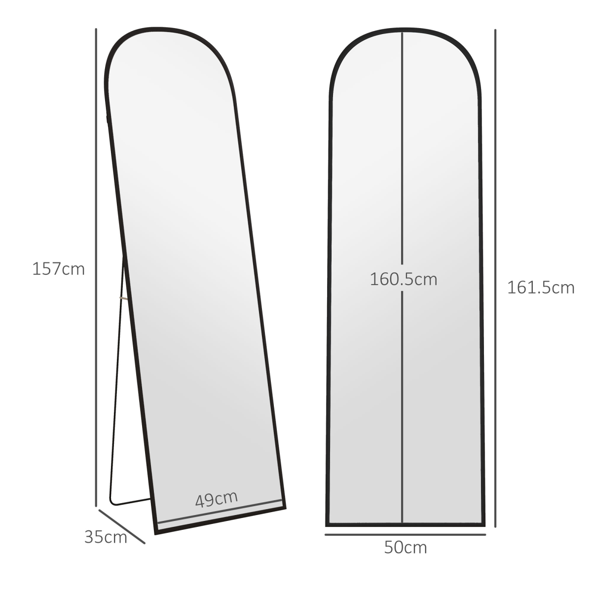 HOMCOM Full Length Mirror with Aluminium Alloy Frame Hanging or Leaning Black