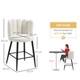 HOMCOM Faux Cashmere Breakfast Bar Stools with Backs & Footrests – Set of 2, Cream