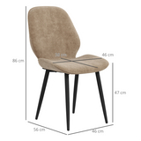 HOMCOM Upholstered Dining Chairs Set of 2 with Padded Seat & Metal Legs – Brown