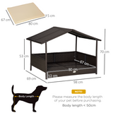 PawHut Wicker Dog House with Soft Cushion – Raised Rattan Pet Bed & Cat Basket for Small and Medium Dogs, Cream