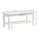 HOMCOM Modern Coffee Table with Magazine Shelf and Curved Legs – Lightweight Living Room Table, White