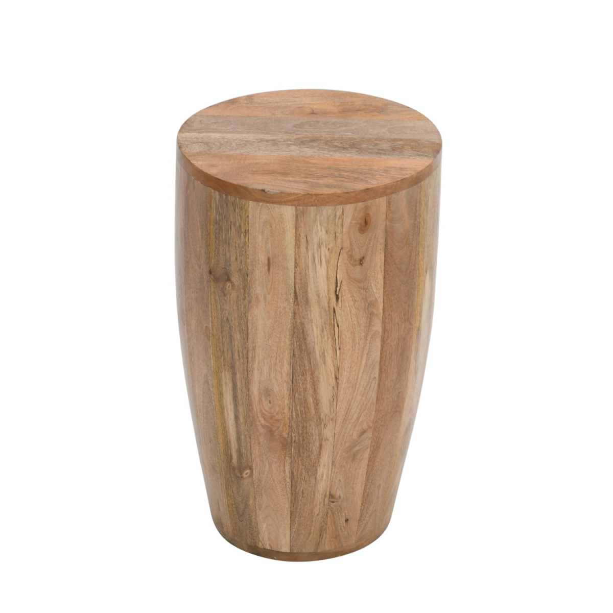 Surrey Handmade Drum Side Table in Solid Mango Wood – Eco-Sourced Natural Timber Sofa & Bedside Table