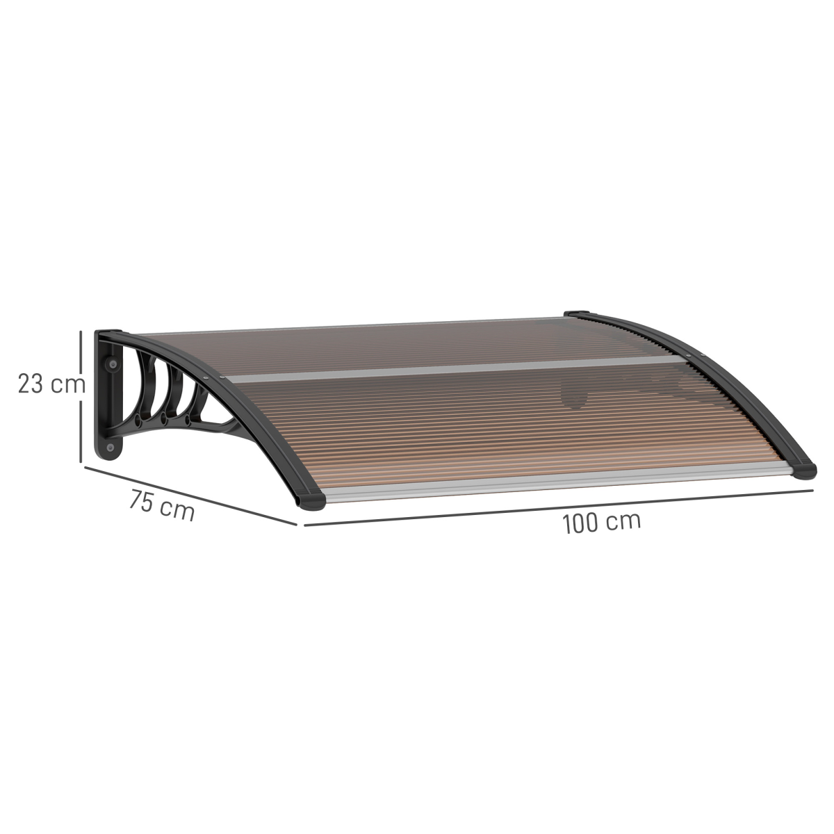 Outsunny Curved Polycarbonate Door & Window Canopy Awning, UV and Water Resistant – Brown