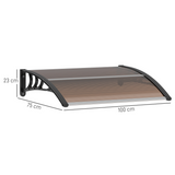 Outsunny Curved Polycarbonate Door & Window Canopy Awning, UV and Water Resistant – Brown