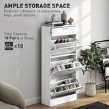 HOMCOM Shoe Cabinet with 4 Drawers for 18 Pairs, Adjustable Shelf & Anti-Tipping Straps – Black