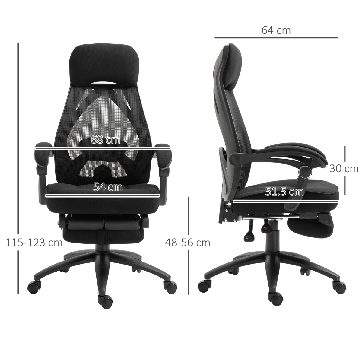 Vinsetto Reclining Swivel Office Chair with Footrest, Mesh Back & 165° Recline – Home Office Nap Chair