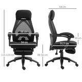 Vinsetto Reclining Swivel Office Chair with Footrest, Mesh Back & 165° Recline – Home Office Nap Chair