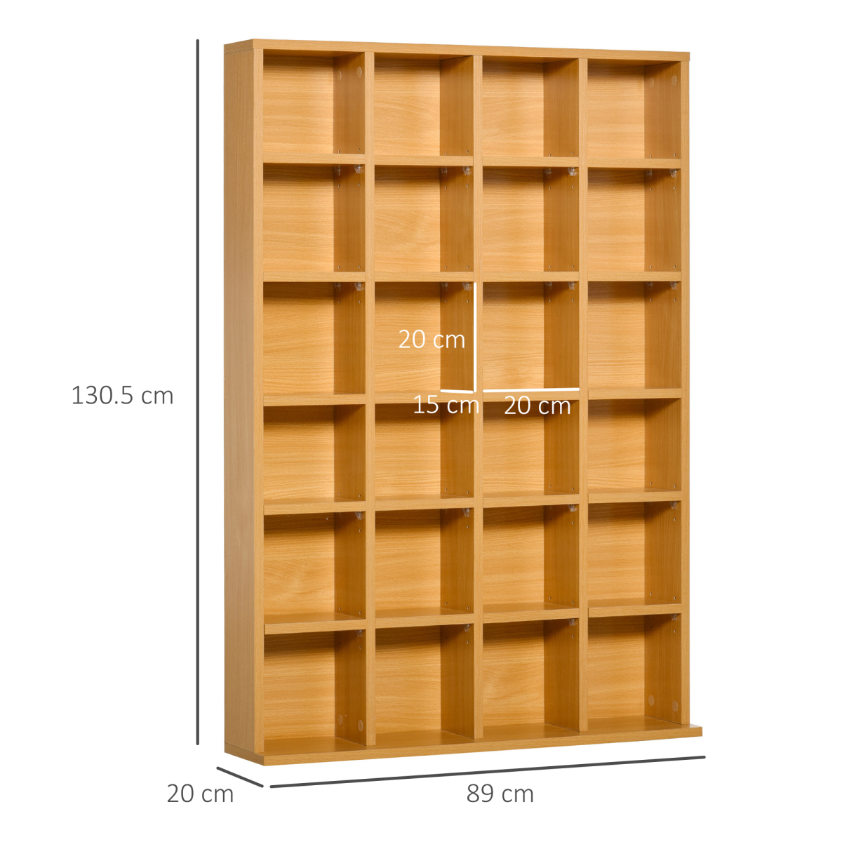 HOMCOM Beech CD & DVD Shelving Rack Unit – Holds up to 480 CDs, Media Storage Tower
