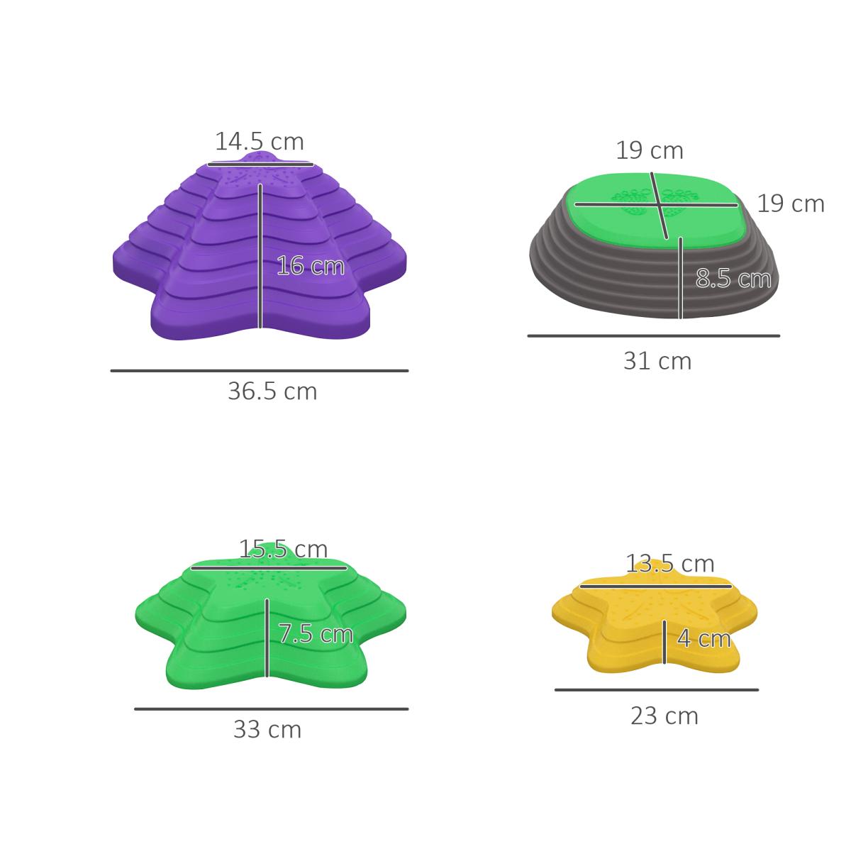 ZONEKIZ Kids Stepping Stones, 11 Piece Balance River Stones Set with Bouncing Stone – Indoor & Outdoor Obstacle Course