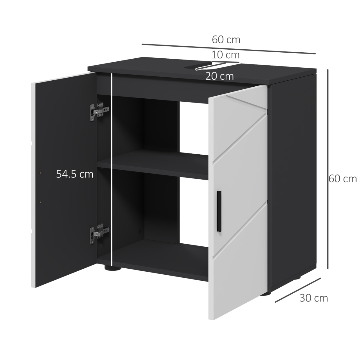 kleankin Under Sink Bathroom Vanity Unit with Shelf and Soft-Close Doors – Cabinet with U-Shape Slot, Light Grey